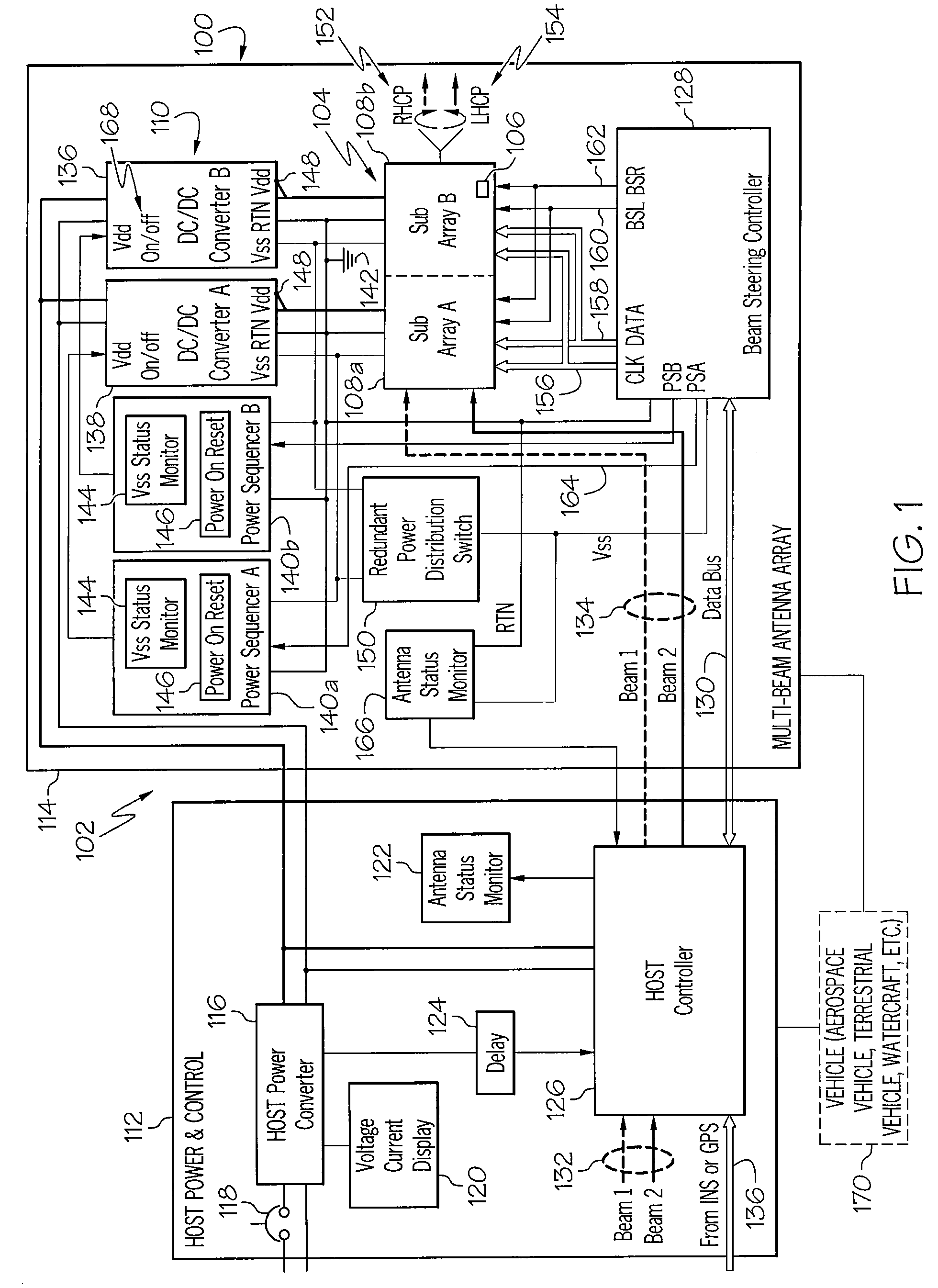 Antenna system including a power management and control system