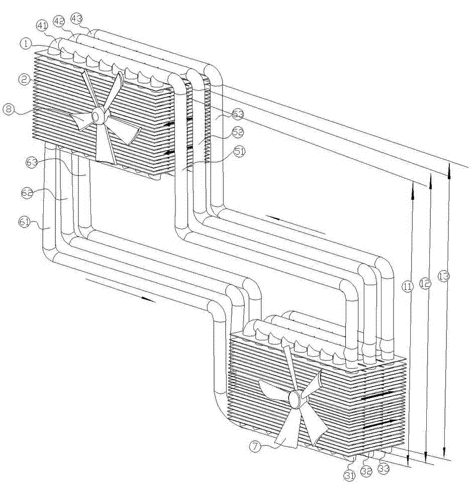 Split type multi-stage heat pipe system