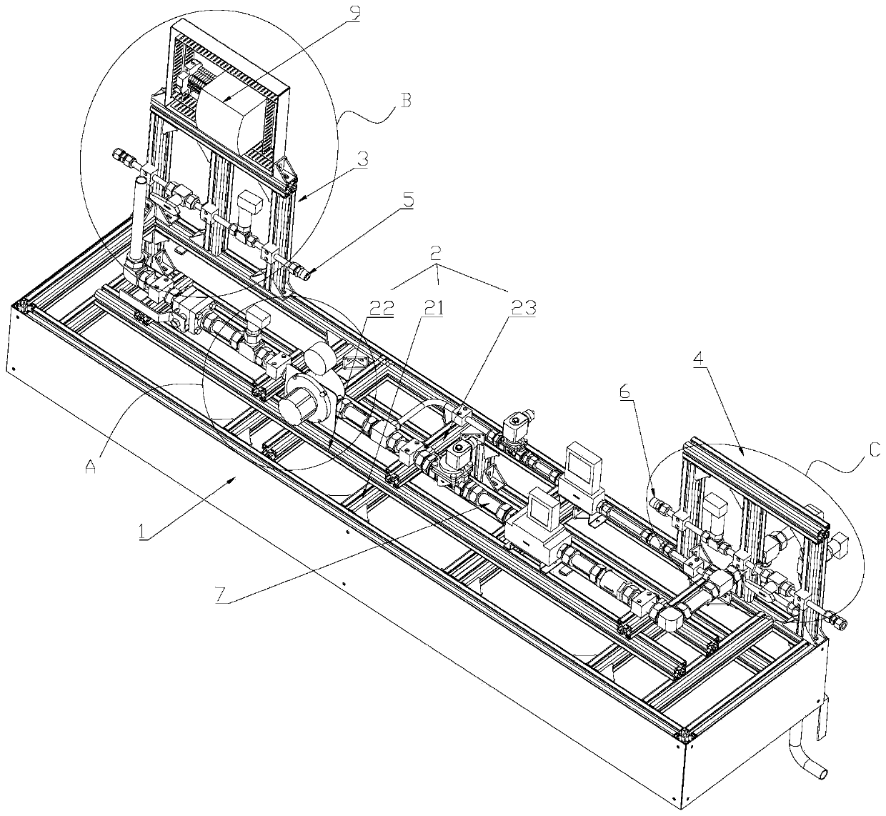 Fuel cell test system pipeline air tightness pressure maintaining test platform