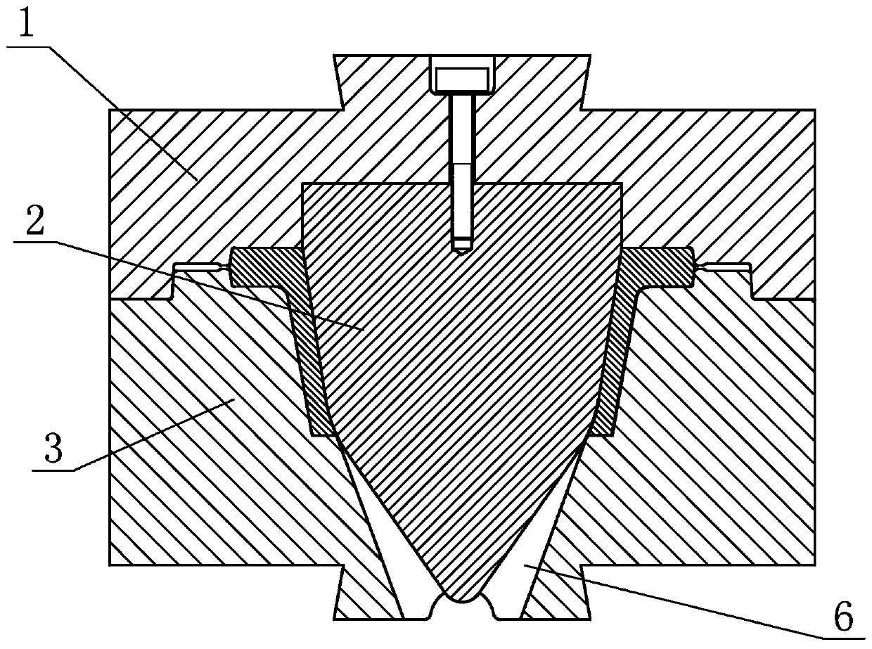 Complete set of dies for forging large thin-walled cylindrical flanges and forging method thereof