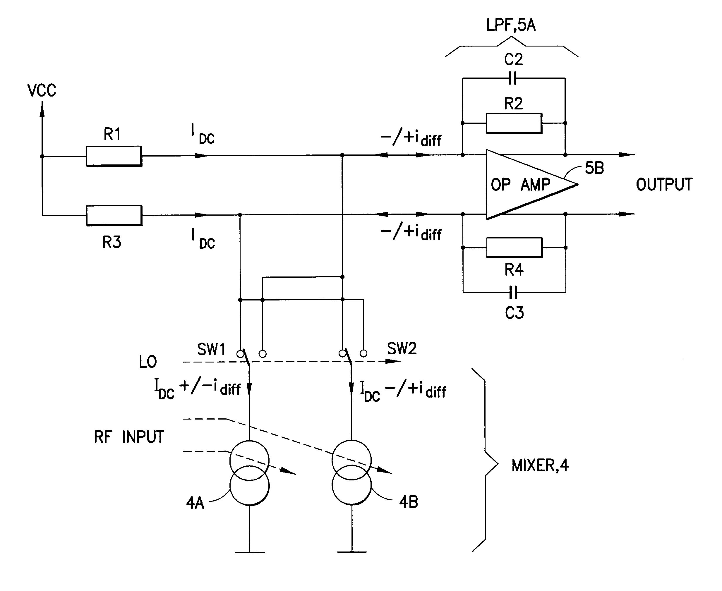 Direct conversion receiver having a low pass pole implemented with an active low pass filter