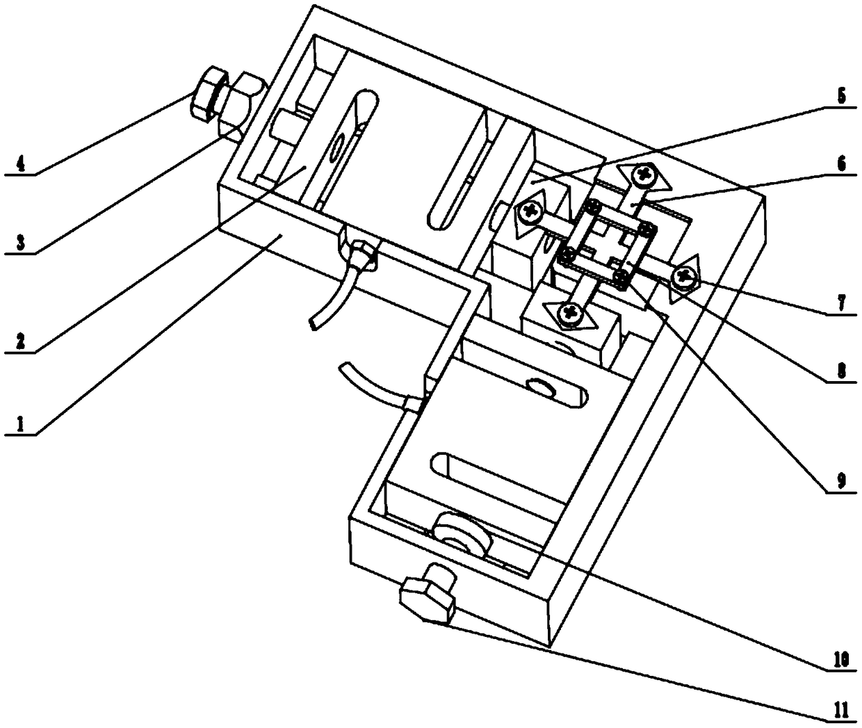 Leading-in device for planar random residual stress