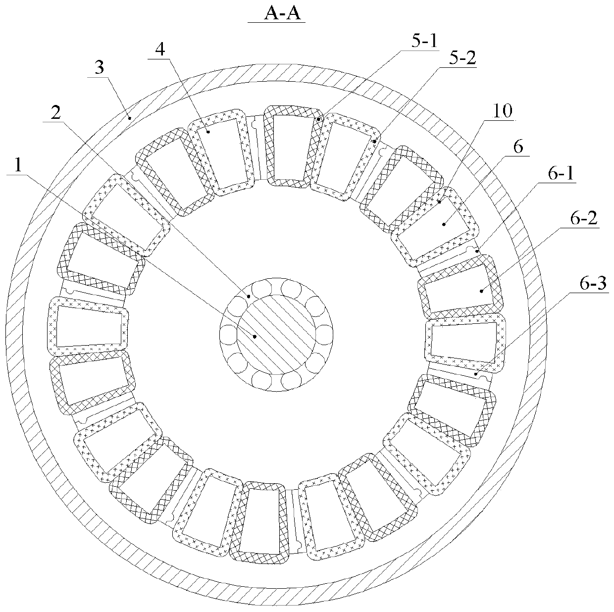 Modular disc multi-phase permanent magnet synchronous motor based on single-layer and double-layer hybrid winding