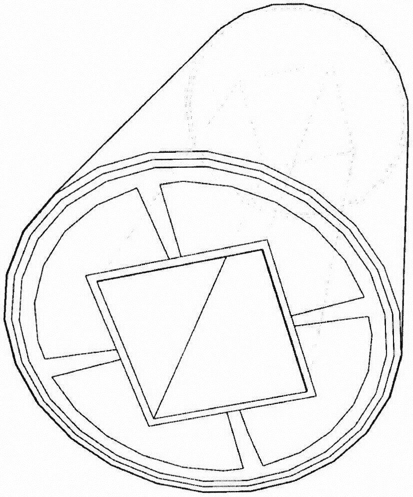 FRP biomass composite component with circular exterior and square interior and manufacturing method