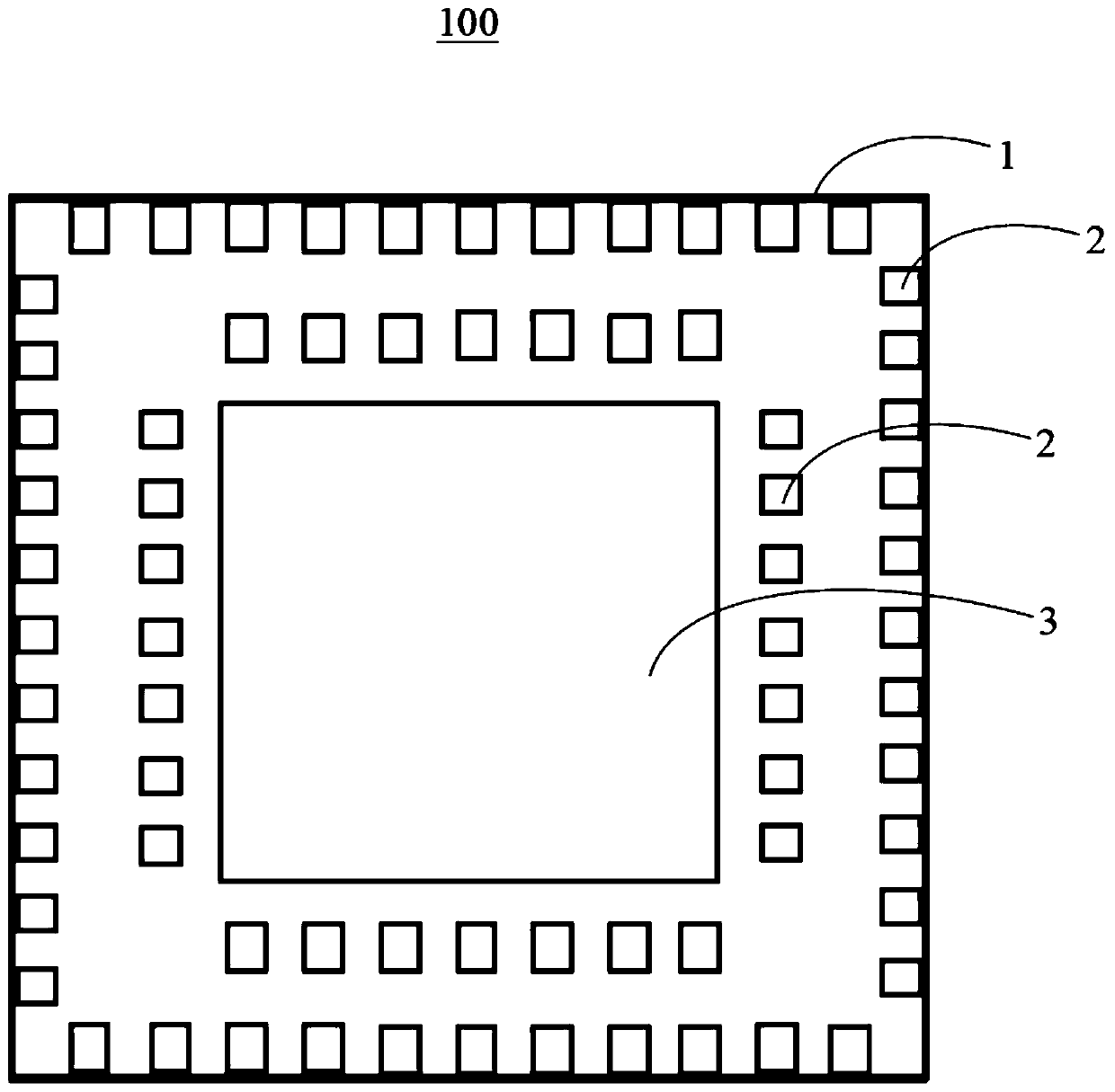 Square flat pin-free packaging structure, preparation method thereof and electronic device