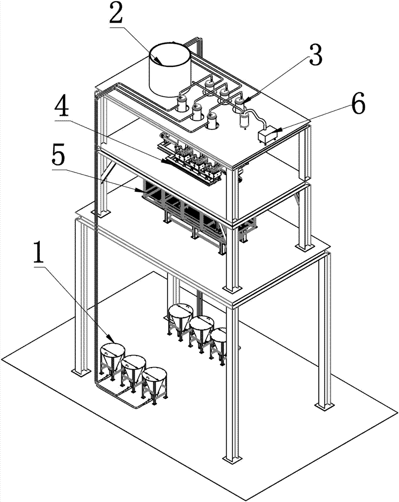 Ceramic powder material dry-process color-blending system and operation method of same