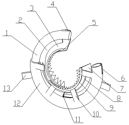 A spiral cutting member of a food sausage processing machine