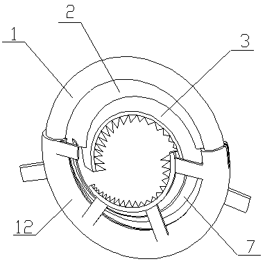 A spiral cutting member of a food sausage processing machine