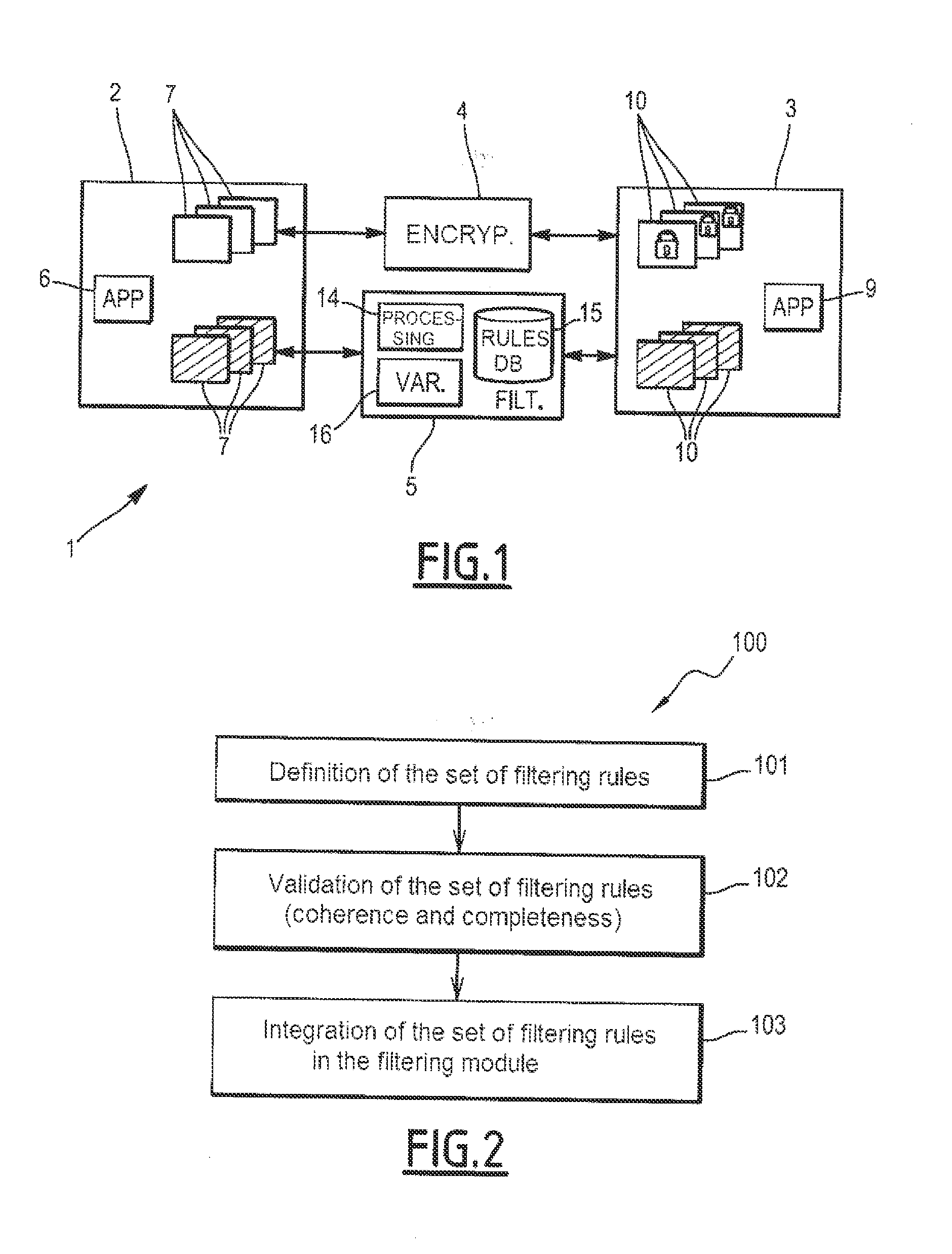 Method for defining a filtering module, associated filtering module