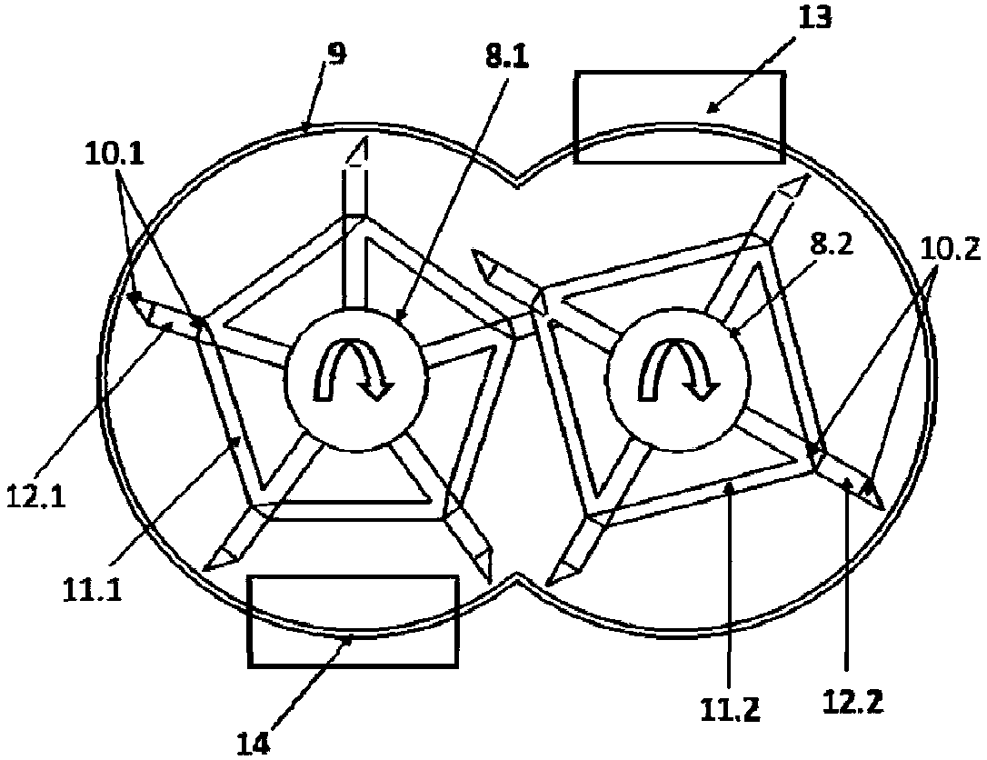 Stirring device and horizontal double-shaft self-cleaning reactor