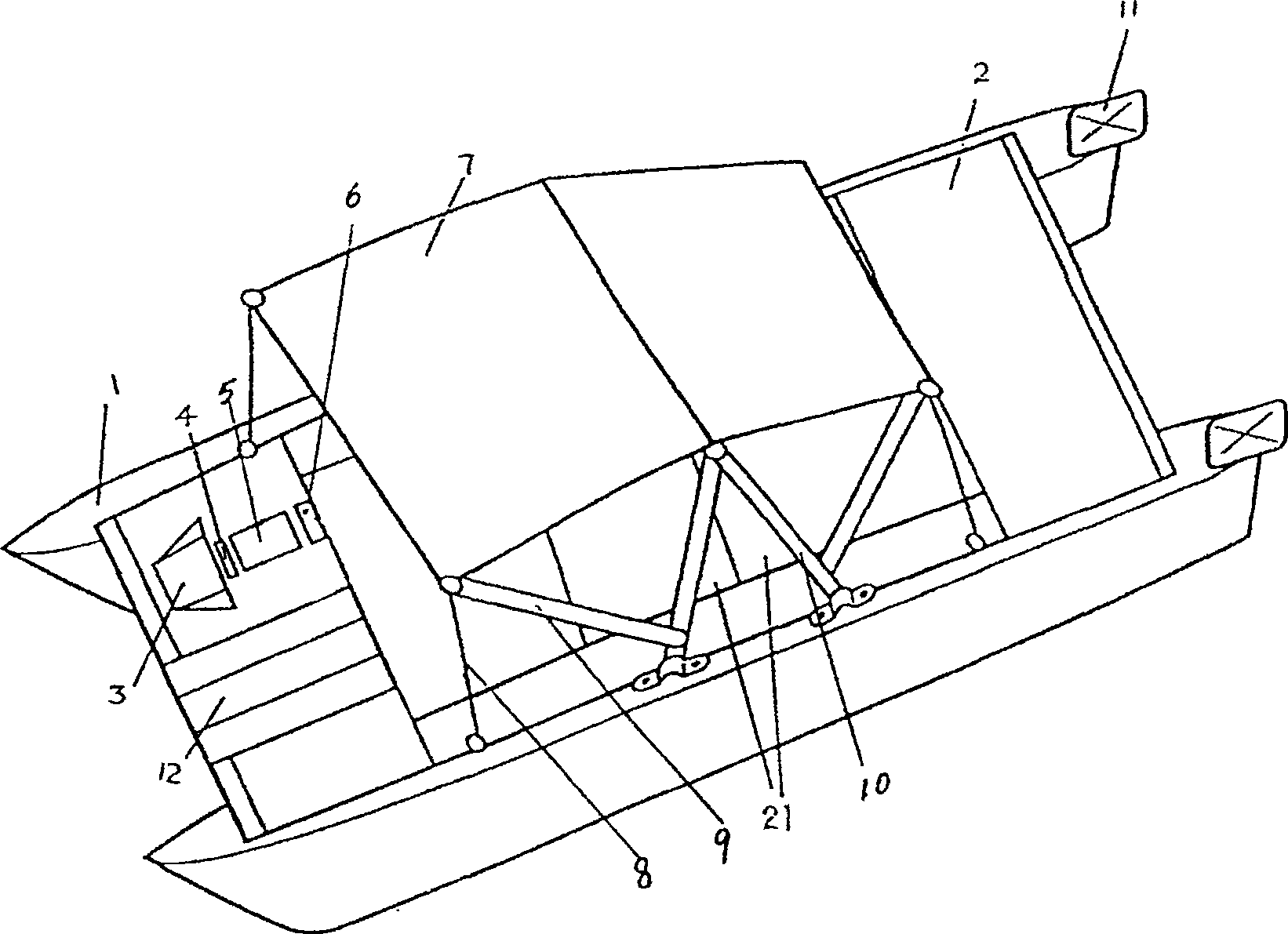 A multi-purpose catamaran and a method for building it using the means of tier