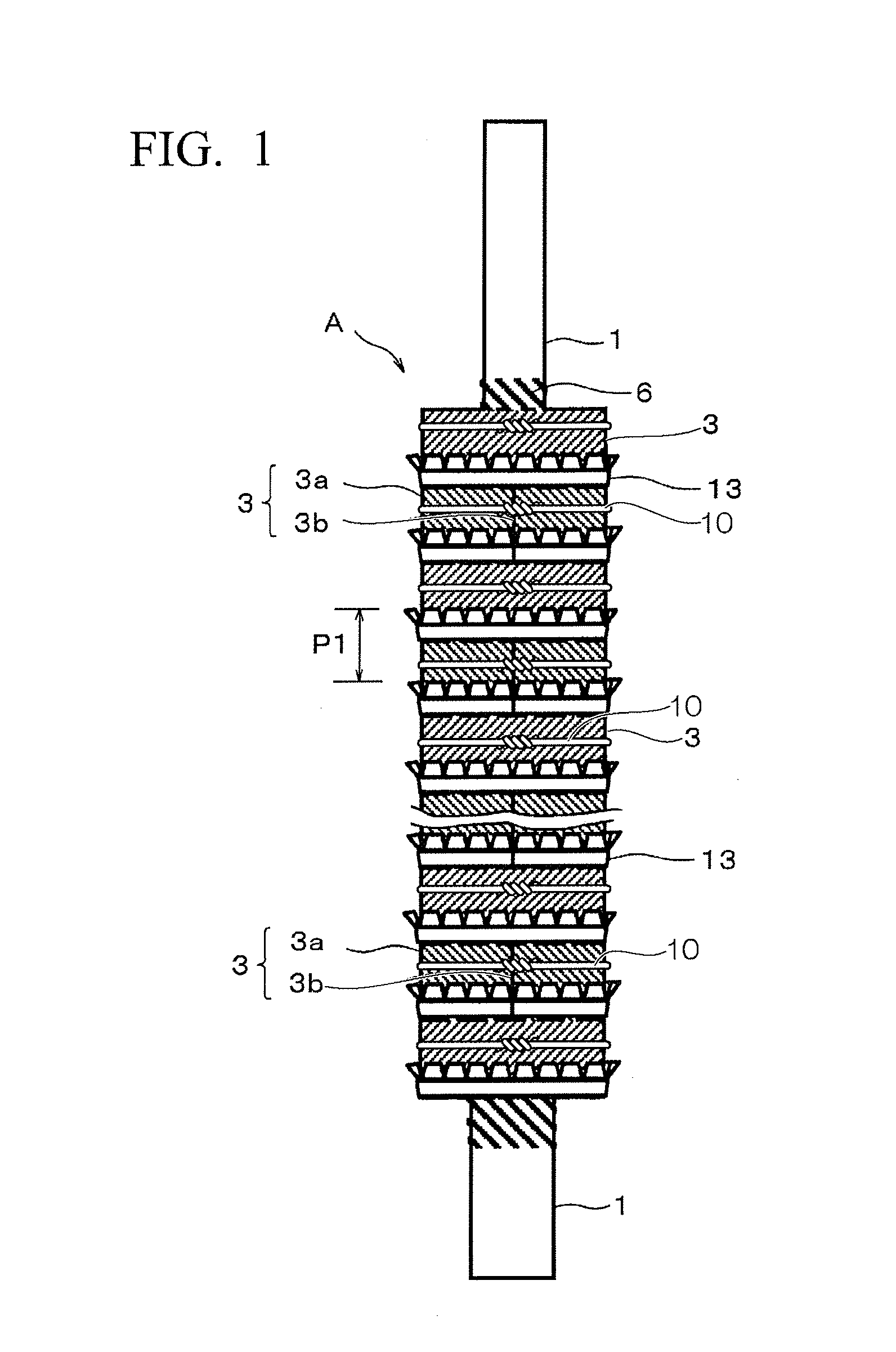 Pipe/filler unit, internal heat exchanging type distillation column and production method thereof