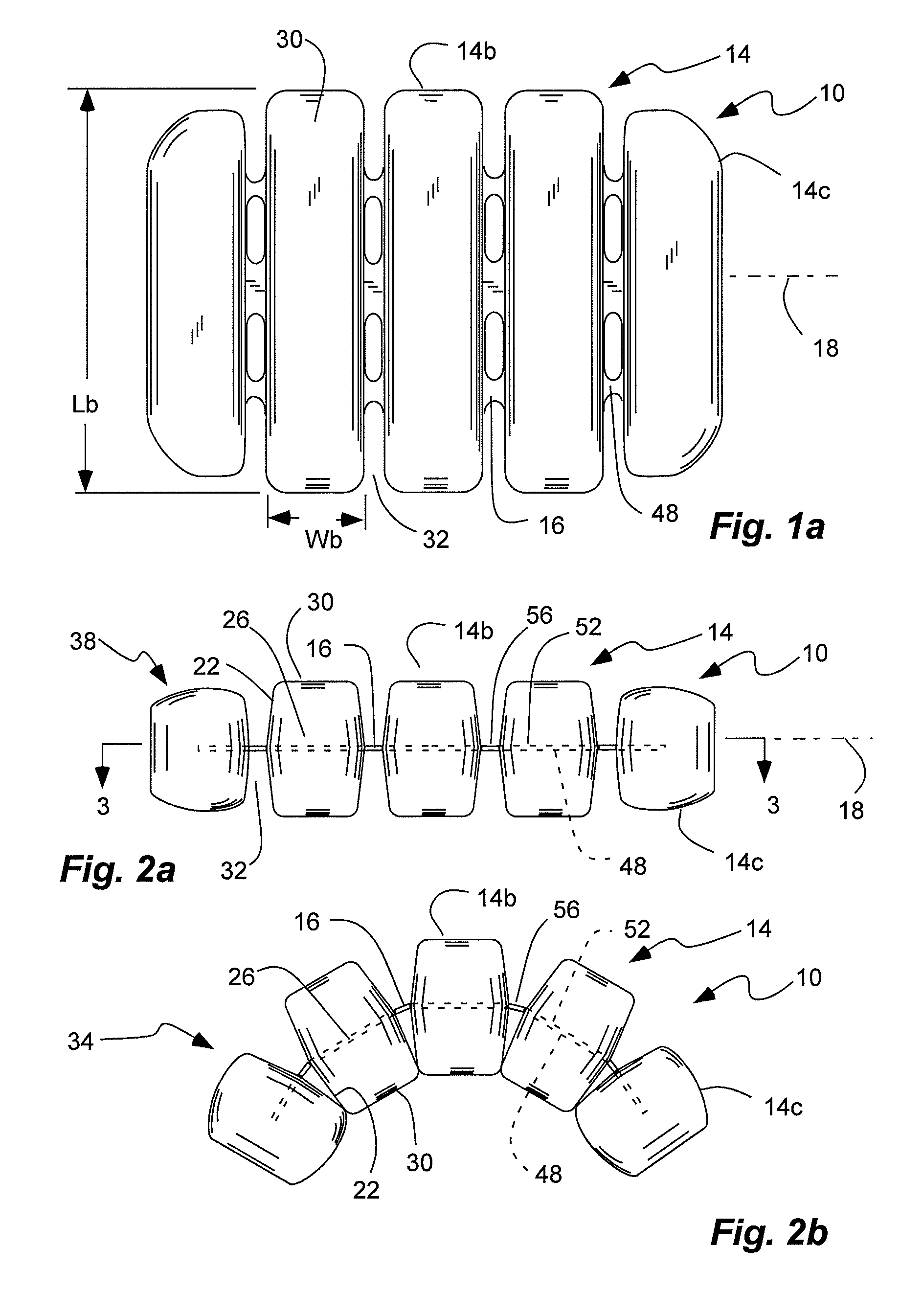 Segmented soap bar with soap bodies forming concave arc surface