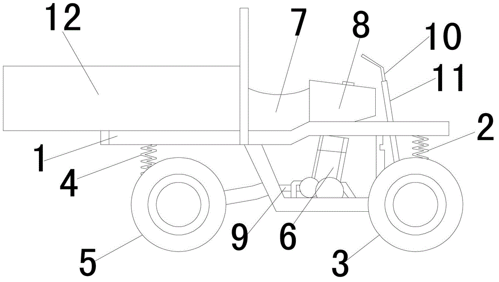 A light and simplified wheeled transporter suitable for mountain orchards