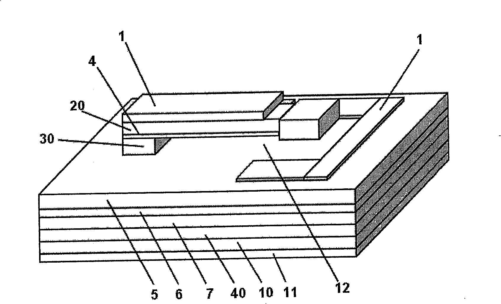 Cantilever beam type wavelength-tunable vertical-cavity surface emitting laser structure and its manufacturing method