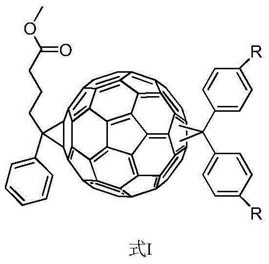 Acceptor material with benzhydryl derivative and PC60BM bis-adduct