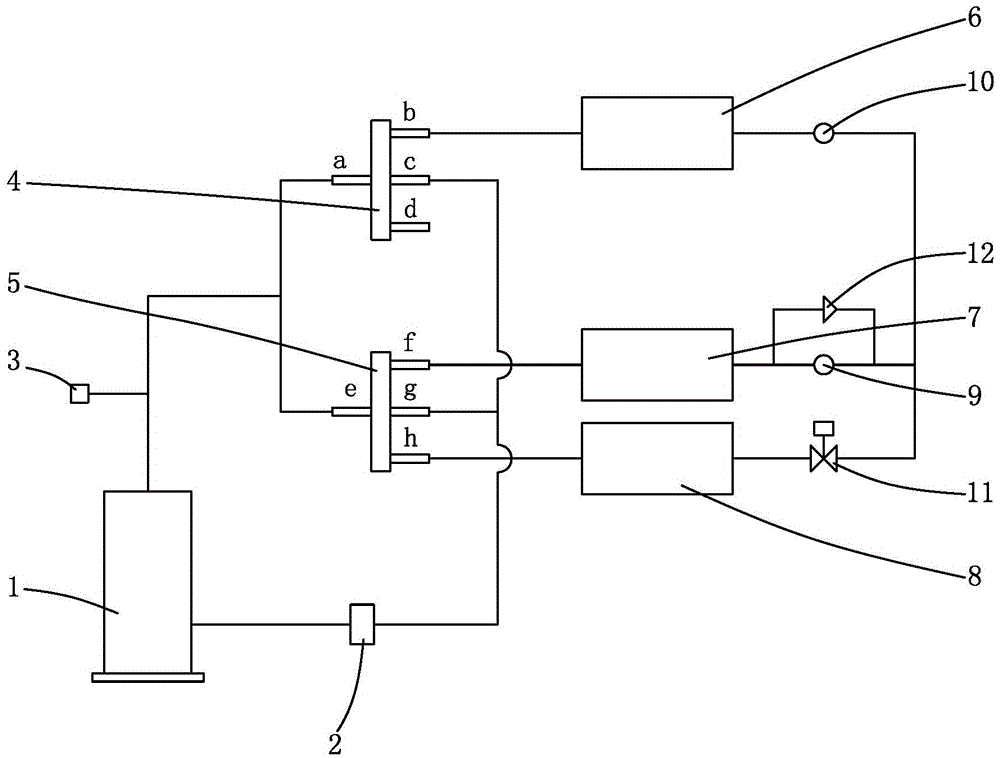 Air-conditioner heat pump device with five working modes