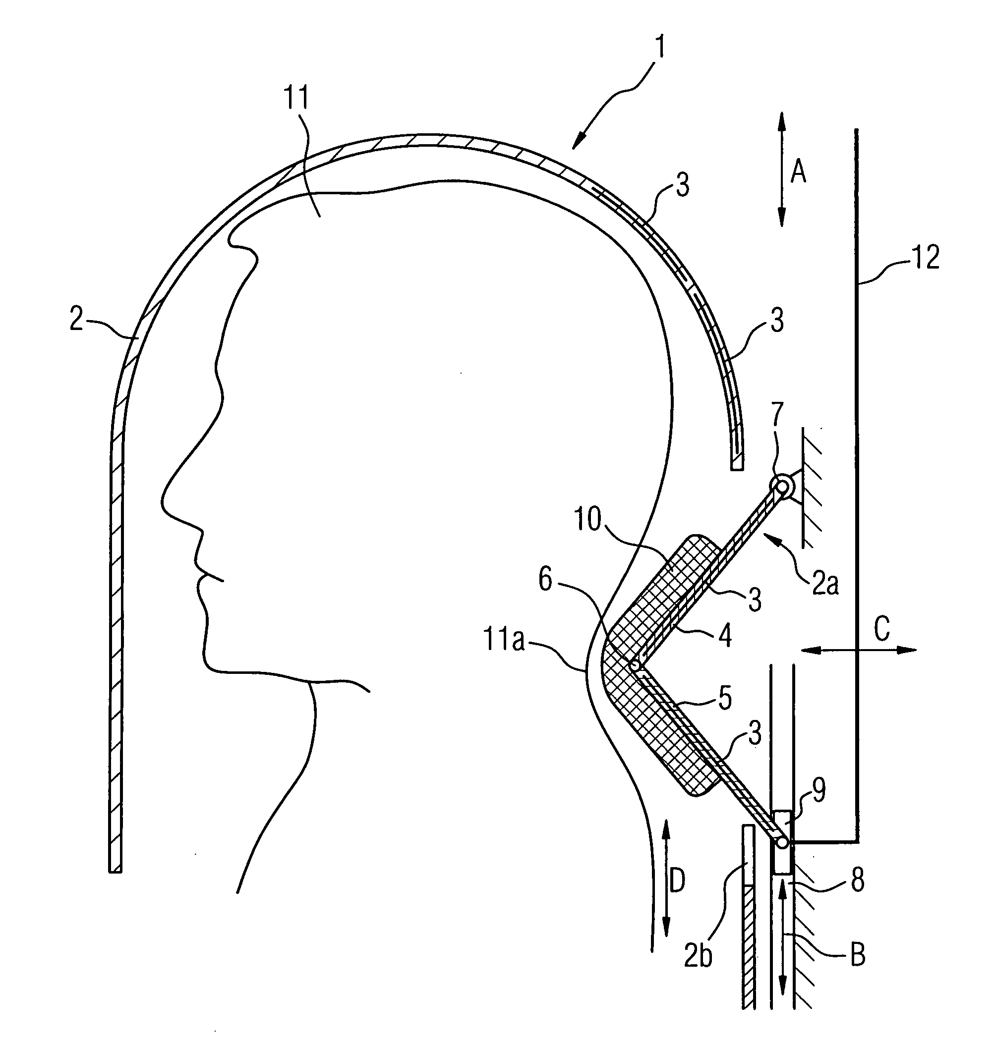 Head coil arrangement with an adjustable neck-engaging portion for use in a magnetic resonance apparatus