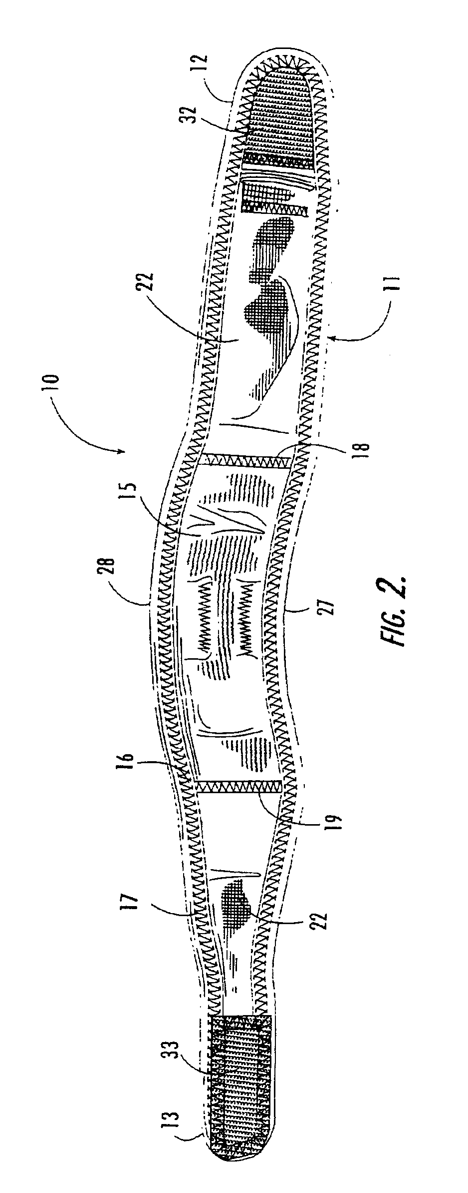 Knee support device for applying radial pressure