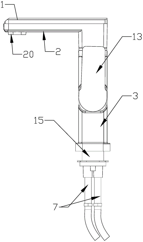 A fully plastic core rotatable and telescopic faucet