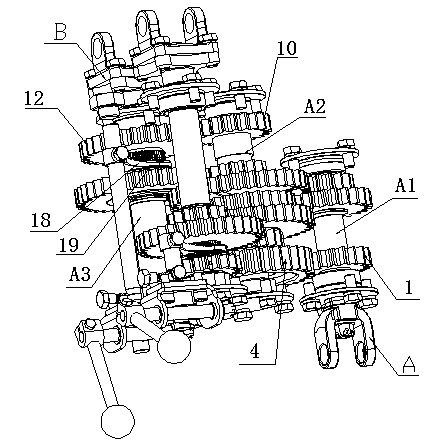 Double-shaft double-speed self-propelled agricultural machinery transmission