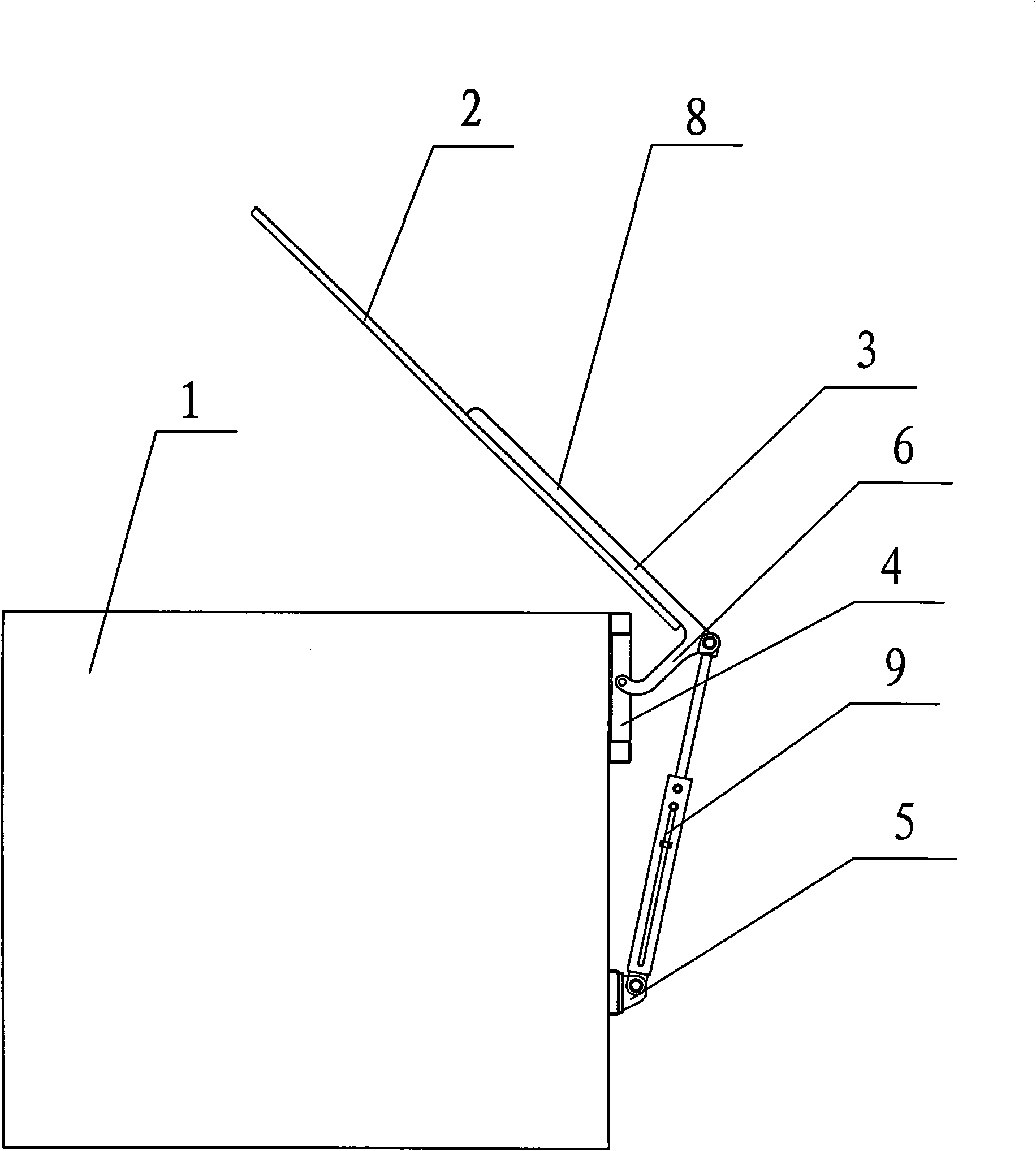 Single-side top cover lifting mechanism of rubbish transfer box