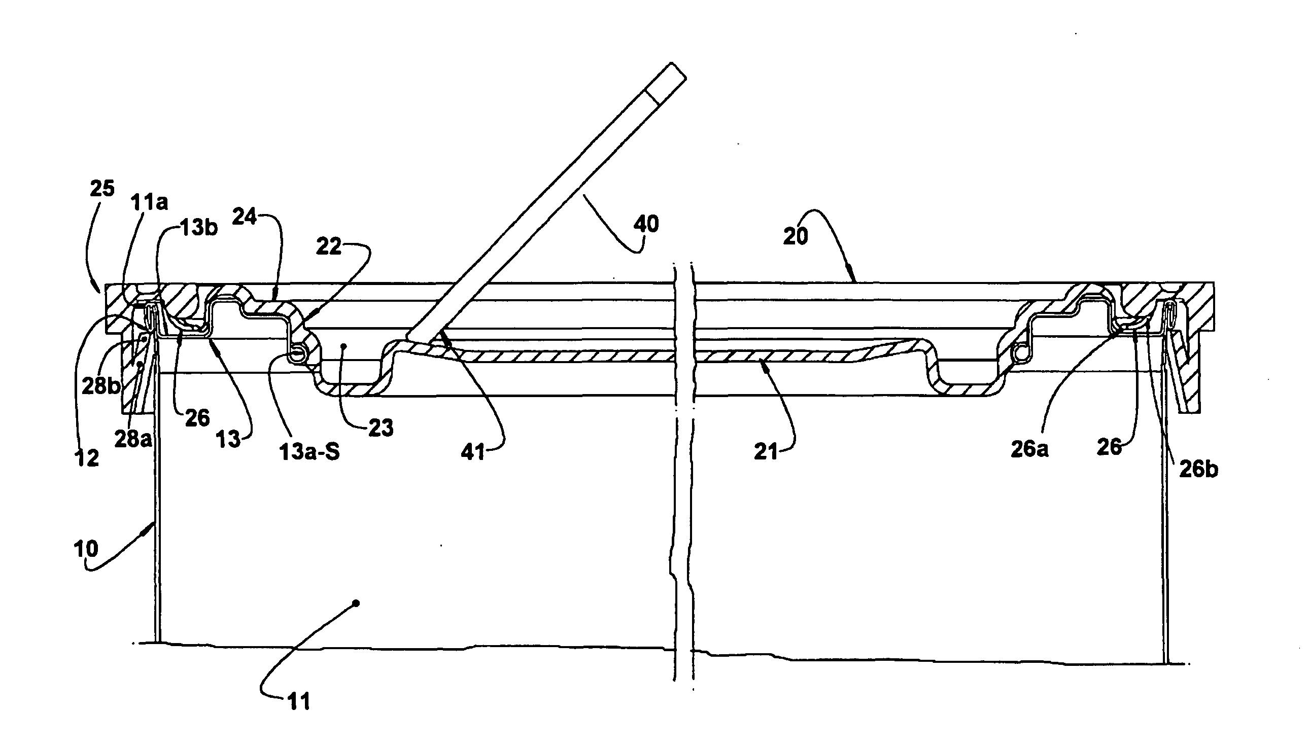 Suspension device for containers