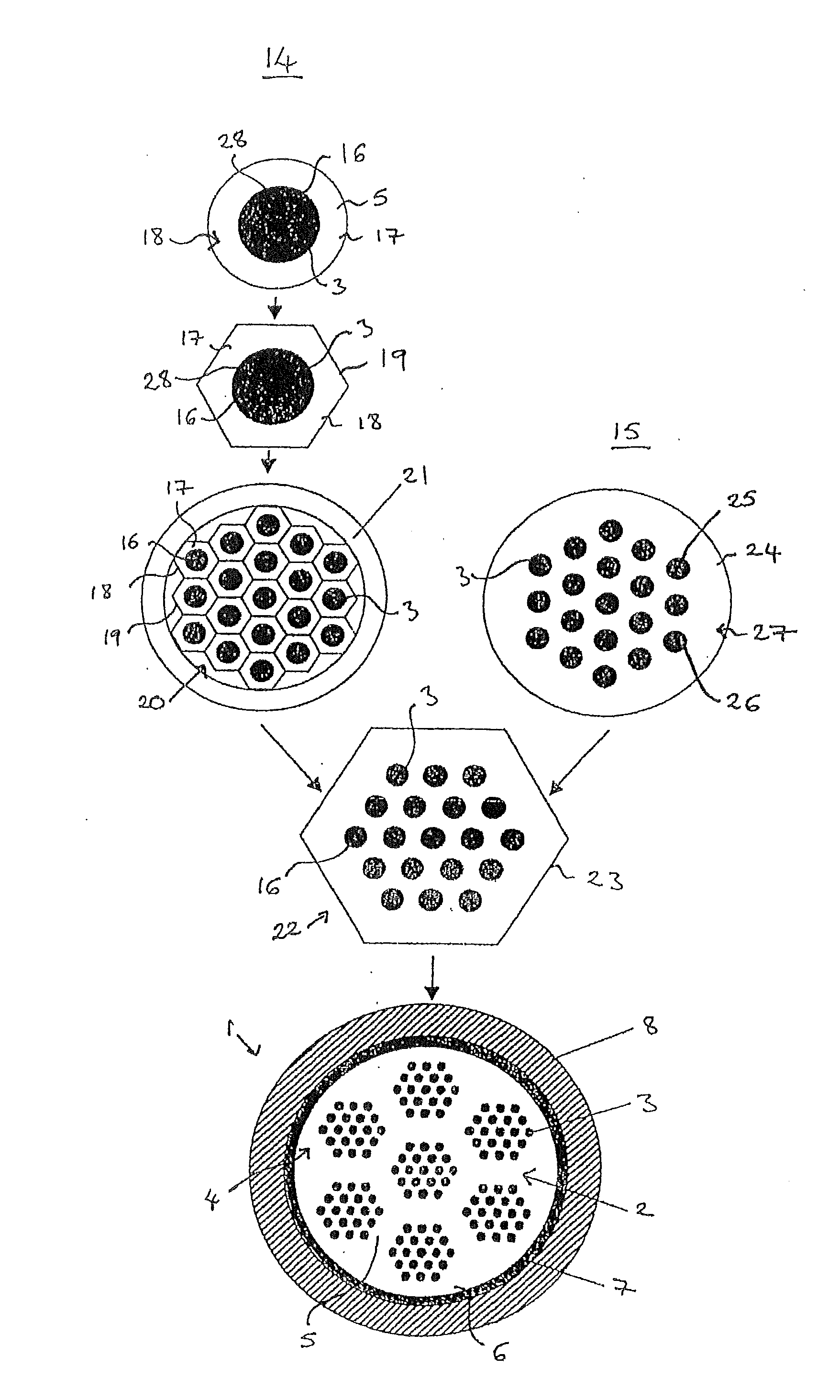 Superconducting composite, preliminary product of superconducting composite and method for producing same