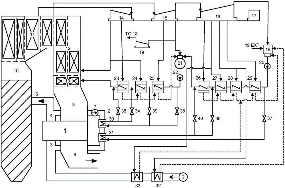 Coal-fired power plant energy level matching heat integration system based on primary air