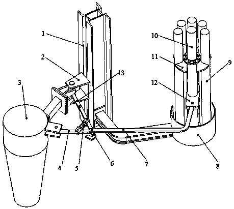 Hybrid multi-rod metamorphic drilling rig linkage slag discharge device