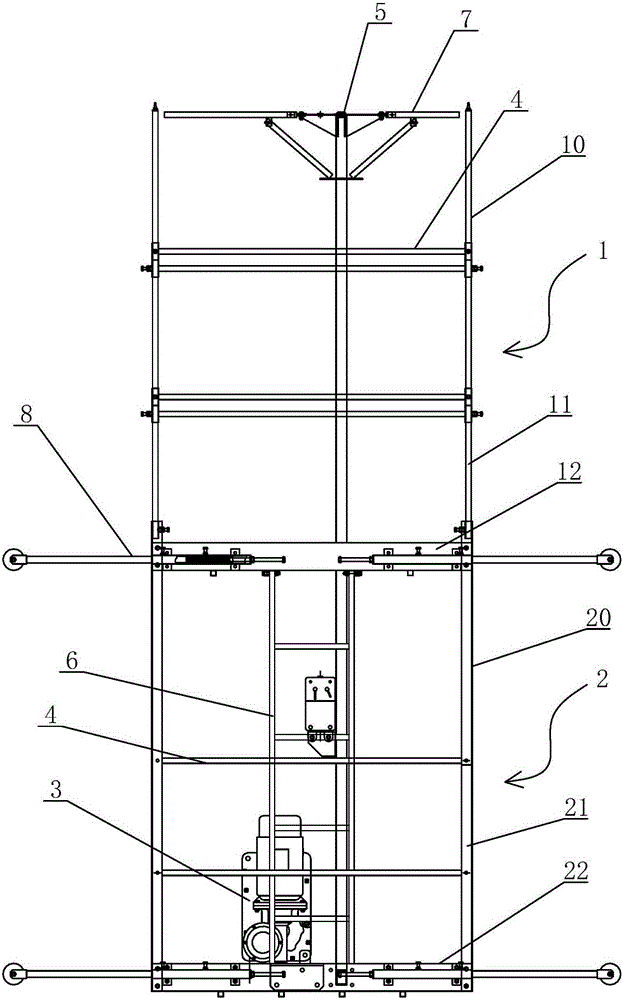 Simple single-lifting-point double-layer elevator hanging basket