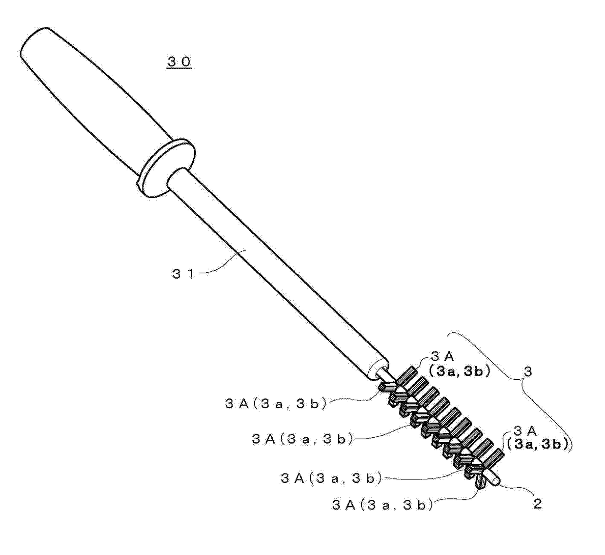 Brush for cosmetic implements and manufacturing method of the same