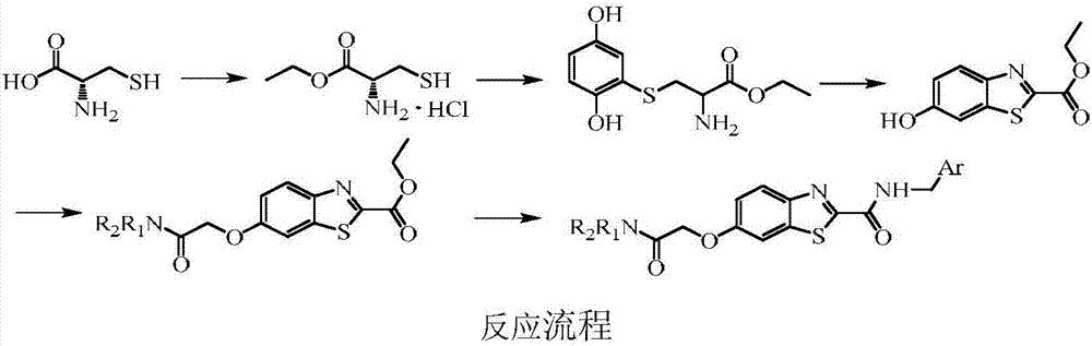 Benzothiazole formamide compound and application thereof