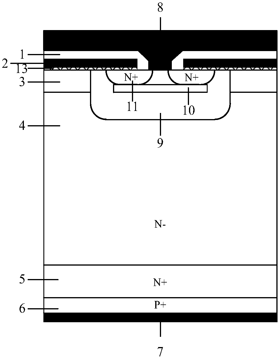 High-voltage IGBT device with a built-in ballast resistor