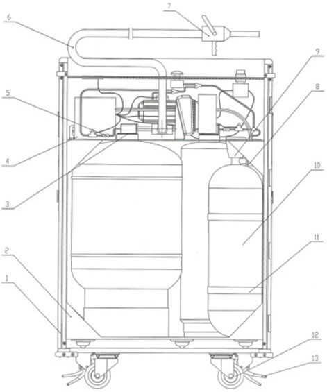 Dry powder, foam dual-purpose fire extinguishing device