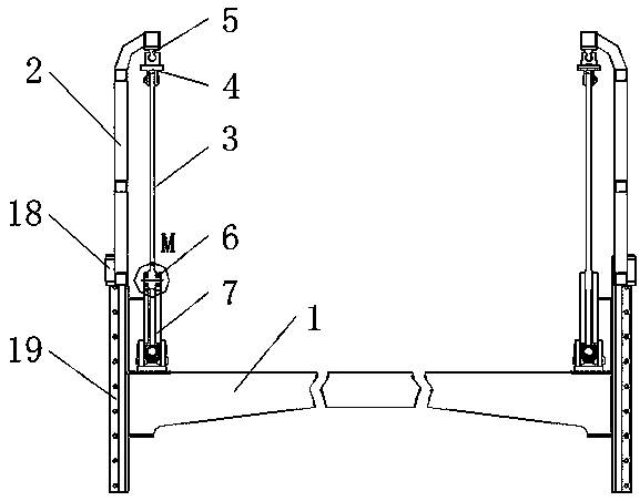 Parallel multi-rod synchronous drive railing lifting mechanism