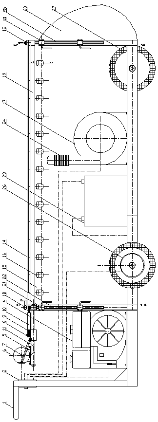 Ear-hitting and blowing type hybrid paddy rice seed production pollination machine