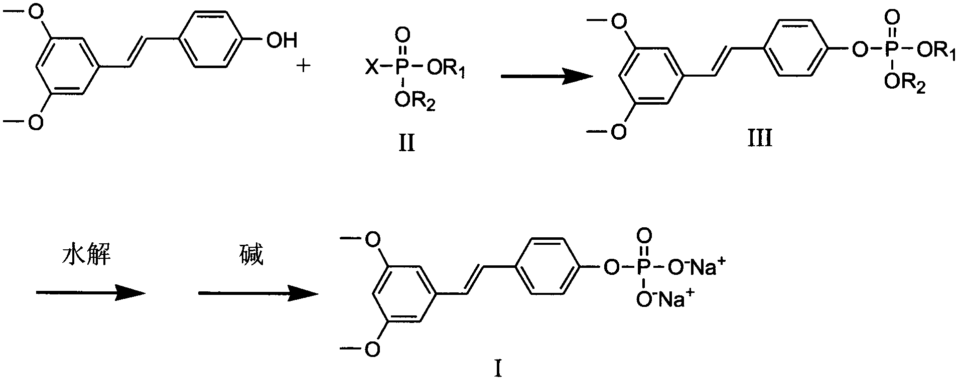 Pterostilbene phosphate disodium salt synthesis method