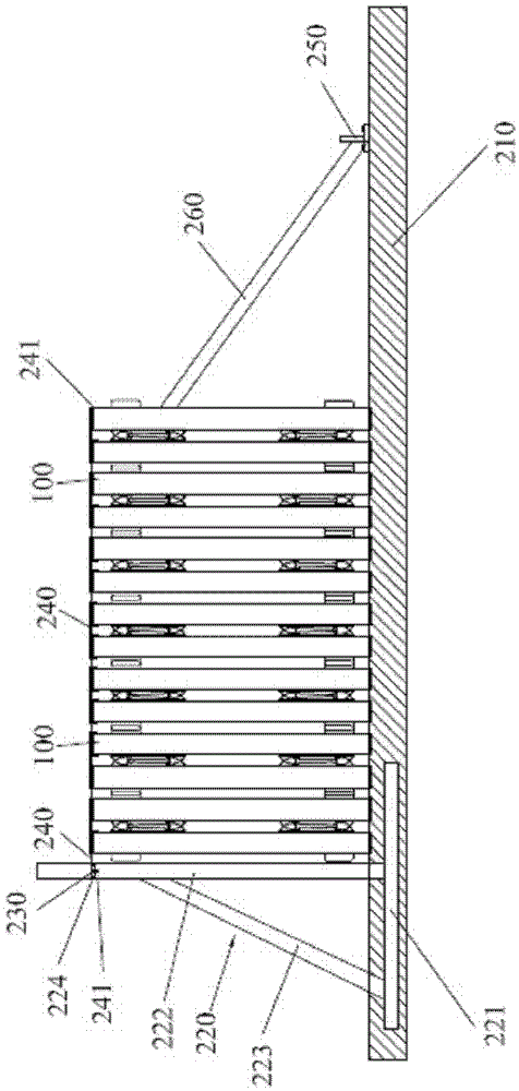 Storage and positioning device and method for ballastless track slabs