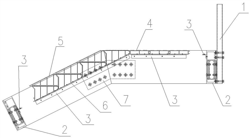 Aluminum alloy pedestrian overpass stairway connecting structure