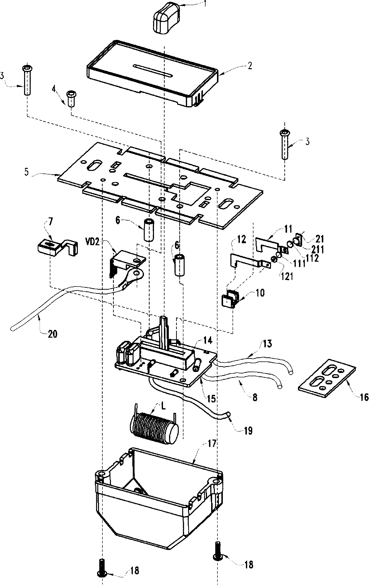 Straight sliding type stepless light modulator