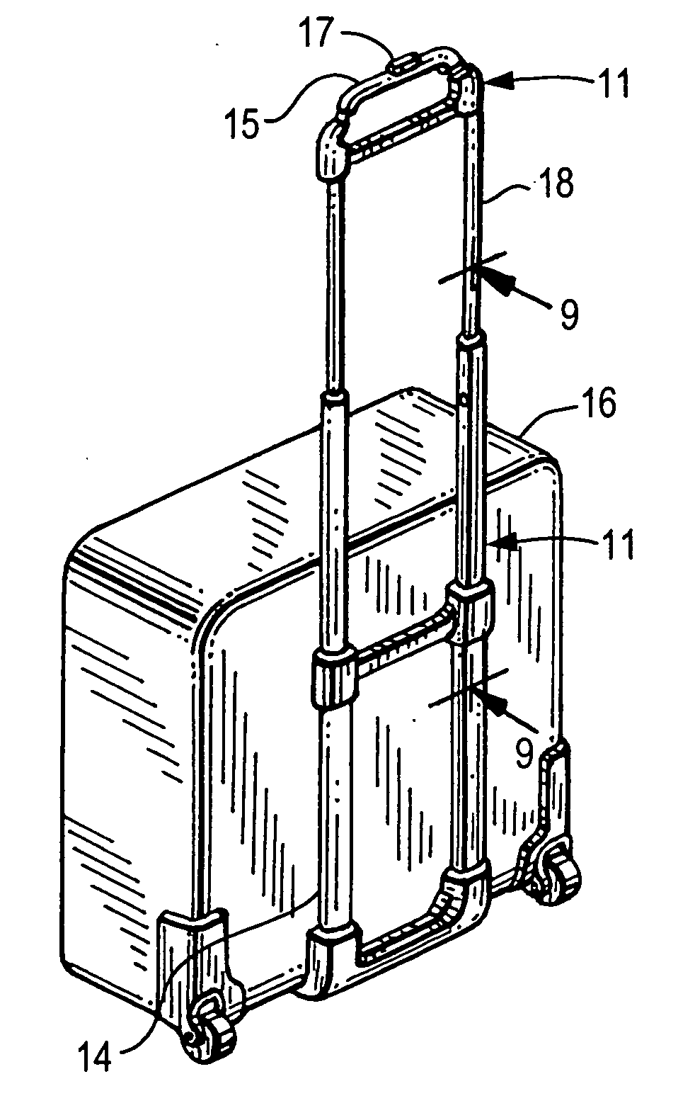 Reinforced extruded tubing for telescopic handle for trolley-type carry case and carry case incorporating same