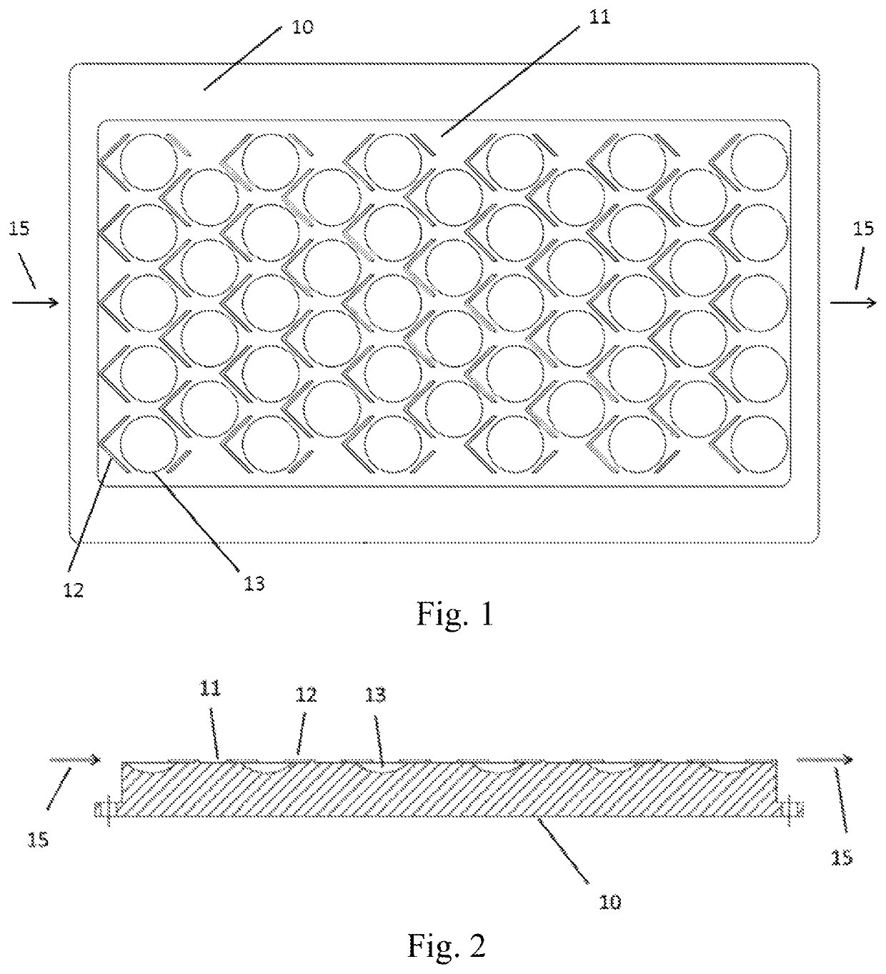 Cooling device with small structured rib-dimple hybrid structures