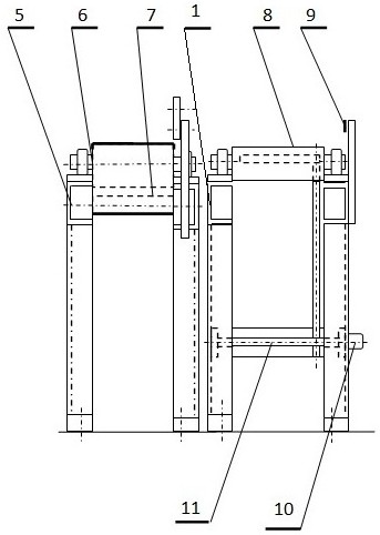 A device for continuous grouping of bamboo beam curtains for bamboo reconstituted timber
