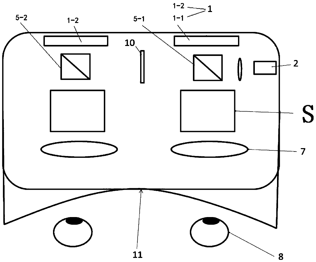 Optical structure of holographic 3D virtual reality glasses