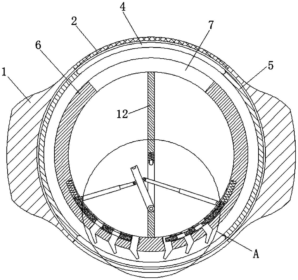 Air sweeping device for cylindrical air conditioner based on opposite differential air blowing