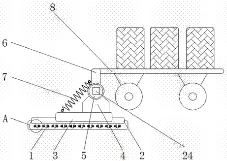 Driving structure of supporting arm for stacking hollow building blocks