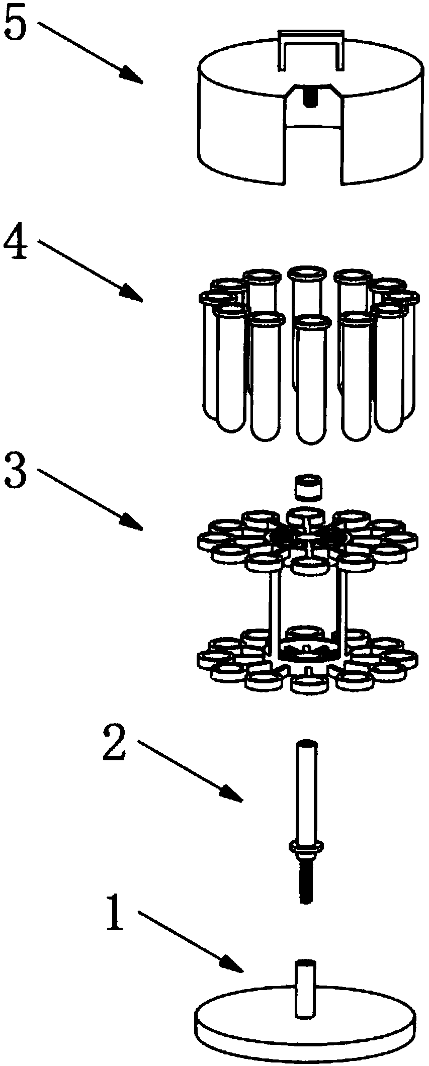Rotary type test tube rack for biological technique development