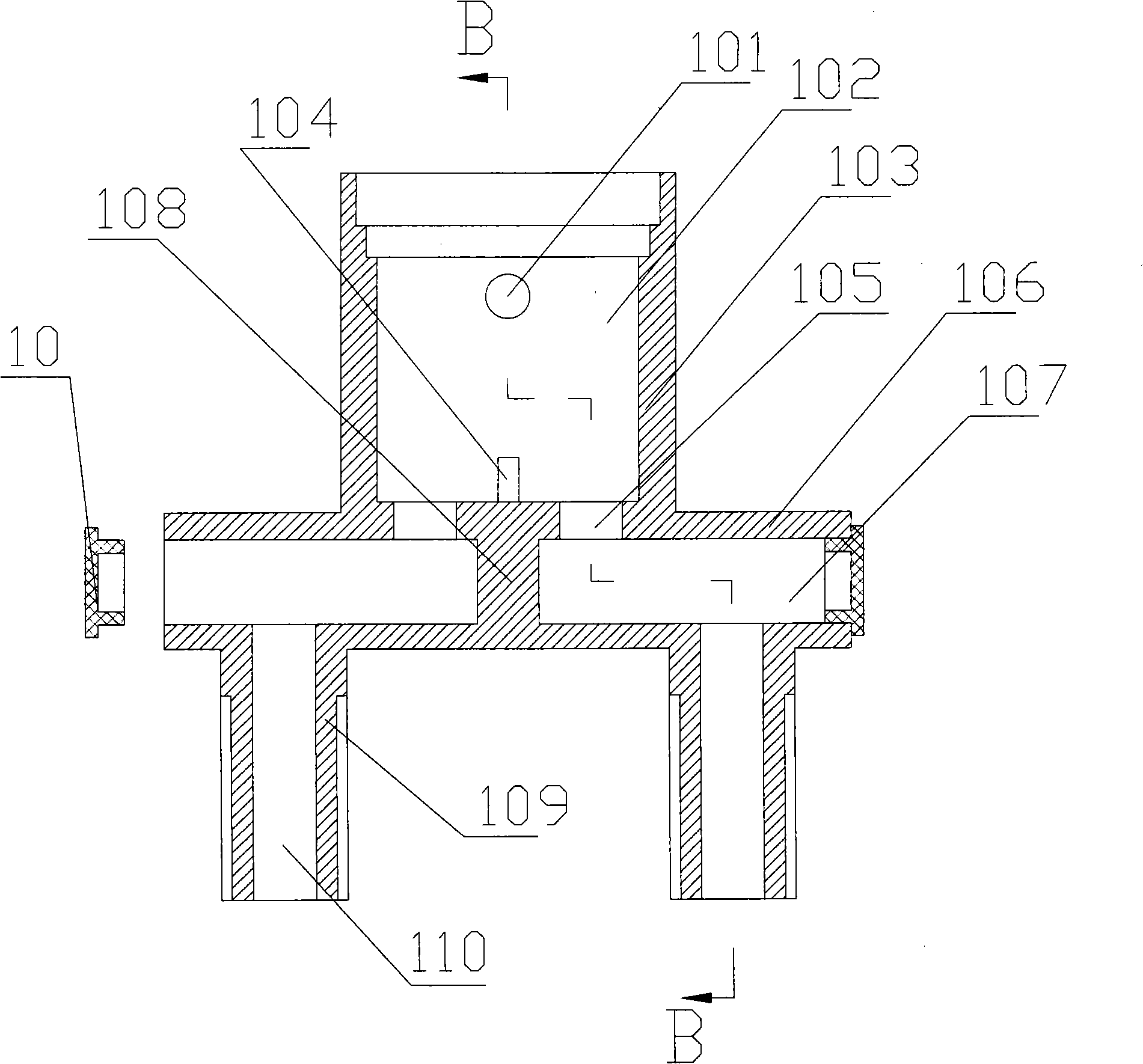 Double-temperature water-heating series two injection type concurrent control valve and manufacturing method thereof
