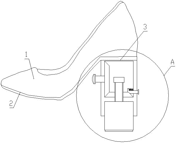 A height-adjustable high-heeled shoe